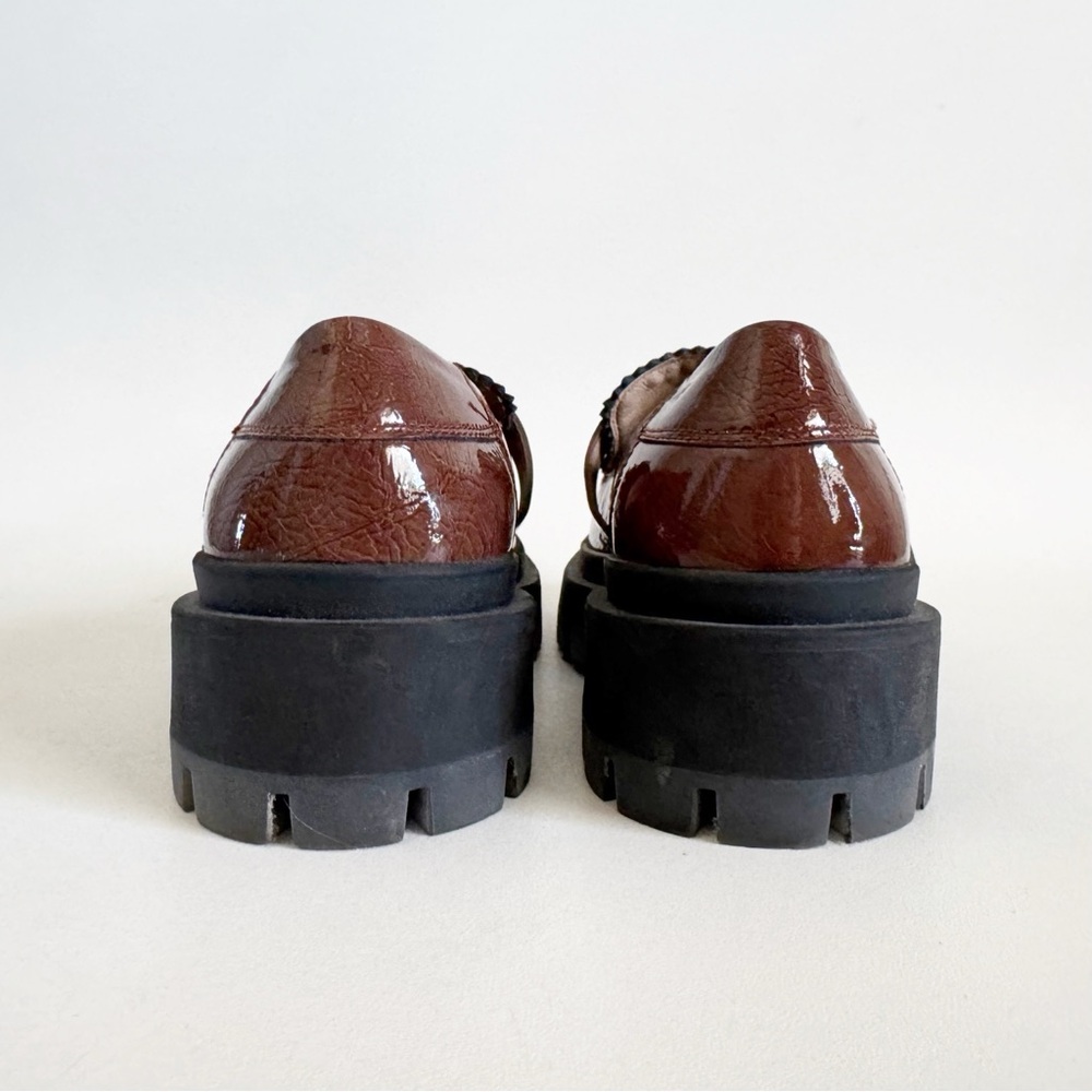Free People Mackenzie MJ Patent Leather Loafers Brown EU 39 US 9 Classic Preppy - Picture 8 of 11